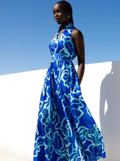 Sacha Drake Empress Dress Azure Blue Floral Indigoandme