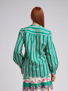 Cloth, Paper, Scissors - Print Stripe Shirt - Green/Beige stripe