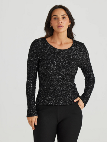 Brave & True - Dazzle Top - Black Sequin