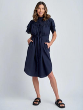 Load image into Gallery viewer, Cloth, Paper, Scissors - Frill Sleeve Dress - Navy
