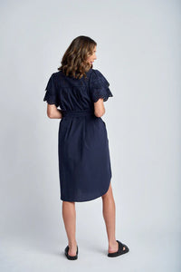 Cloth, Paper, Scissors - Frill Sleeve Dress - Navy