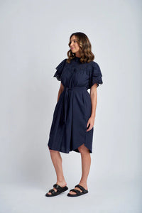 Cloth, Paper, Scissors - Frill Sleeve Dress - Navy