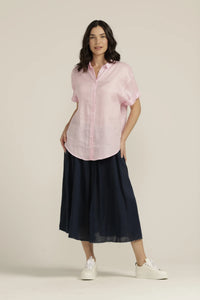 Goondiwindi - Cuffed Short Sleeve Linen Shirt - Candy