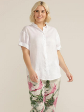 Load image into Gallery viewer, Goondiwindi - Cuffed Short Sleeve Linen Shirt - White
