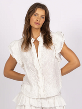 Load image into Gallery viewer, Joey - Daisy Short-Sleeve Ruffle Blouse - Winter White
