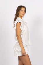 Load image into Gallery viewer, Joey - Daisy Short-Sleeve Ruffle Blouse - Winter White
