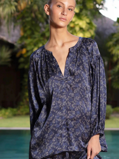 Lola - Twenty Silk Shirt - Martini Navy