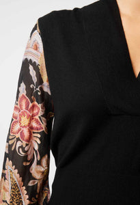 Once Was - Empress Silk Sleeve Knit - Black/Dragon Flower