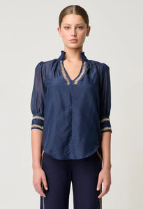 Once Was - Mustique Cotton Silk Blouse - Ink