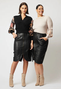 Once Was - Stella Leather Skirt - Black