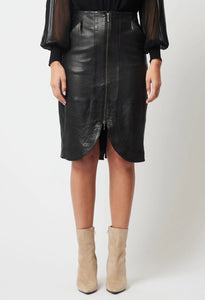 Once Was - Stella Leather Skirt - Black