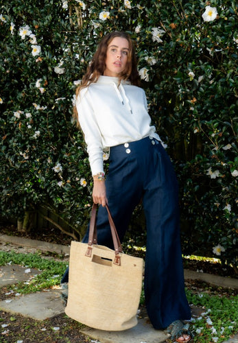 Ladli | Linen Palazzo Pant | Navy