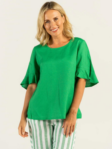 See Saw - Flutter Sleeve Top - Emerald